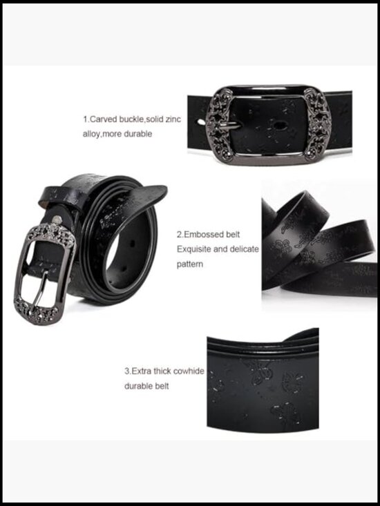 Vintage Carved Leather Belt for Jeans with Elegant Gift Box main image 7